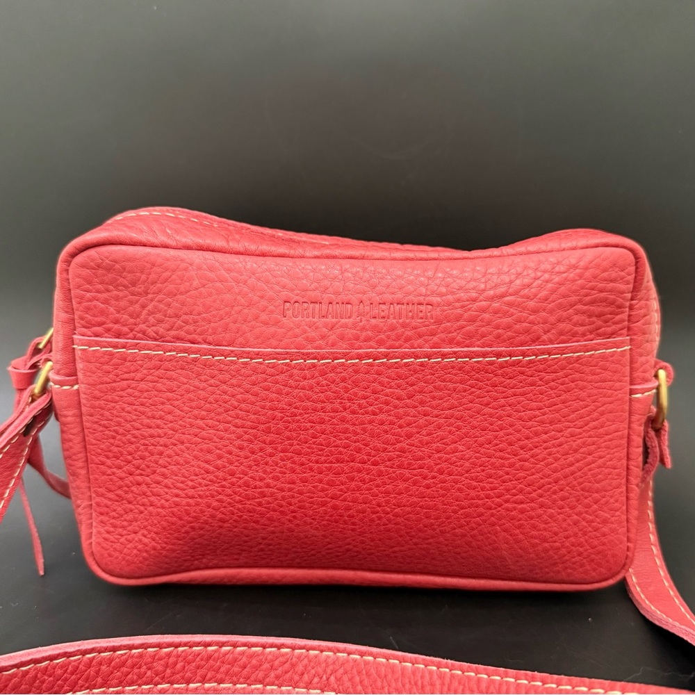 PORTLAND LEATHER GOODS Red Discontinued color Sugar Pebbled Leather Camera Bag